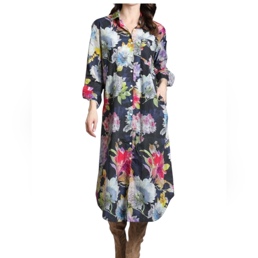 APNY Floral Print Longsleeves Grey Multi Dress... Size Medium